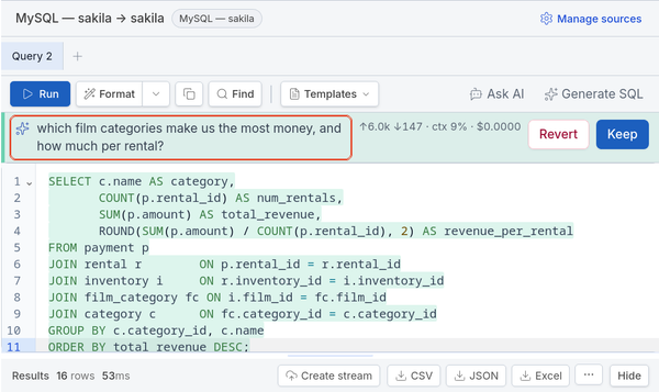 Text-to-SQL on a Real Database: Two Questions, Five-Table Joins