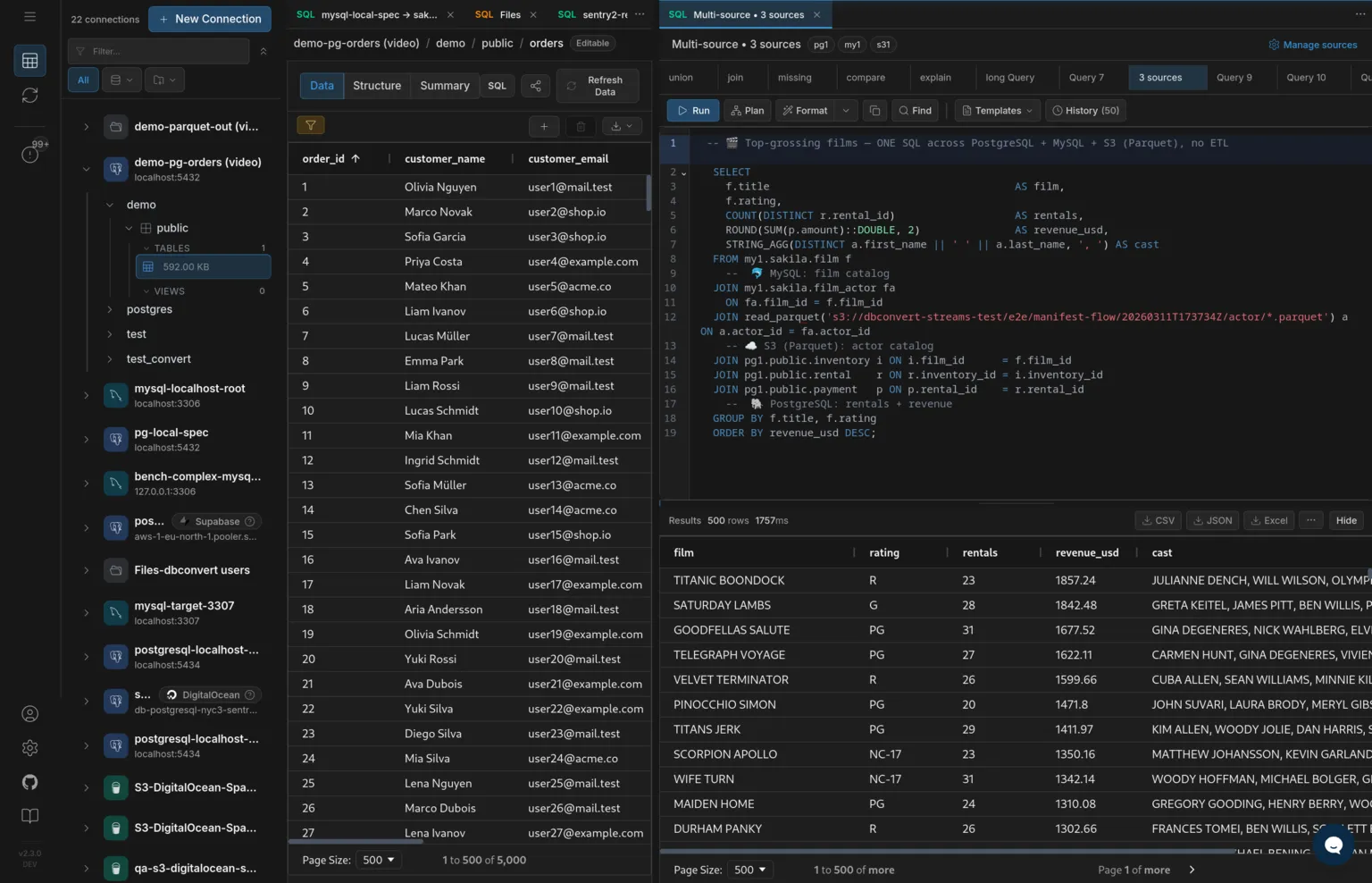 Data Explorer in dark theme