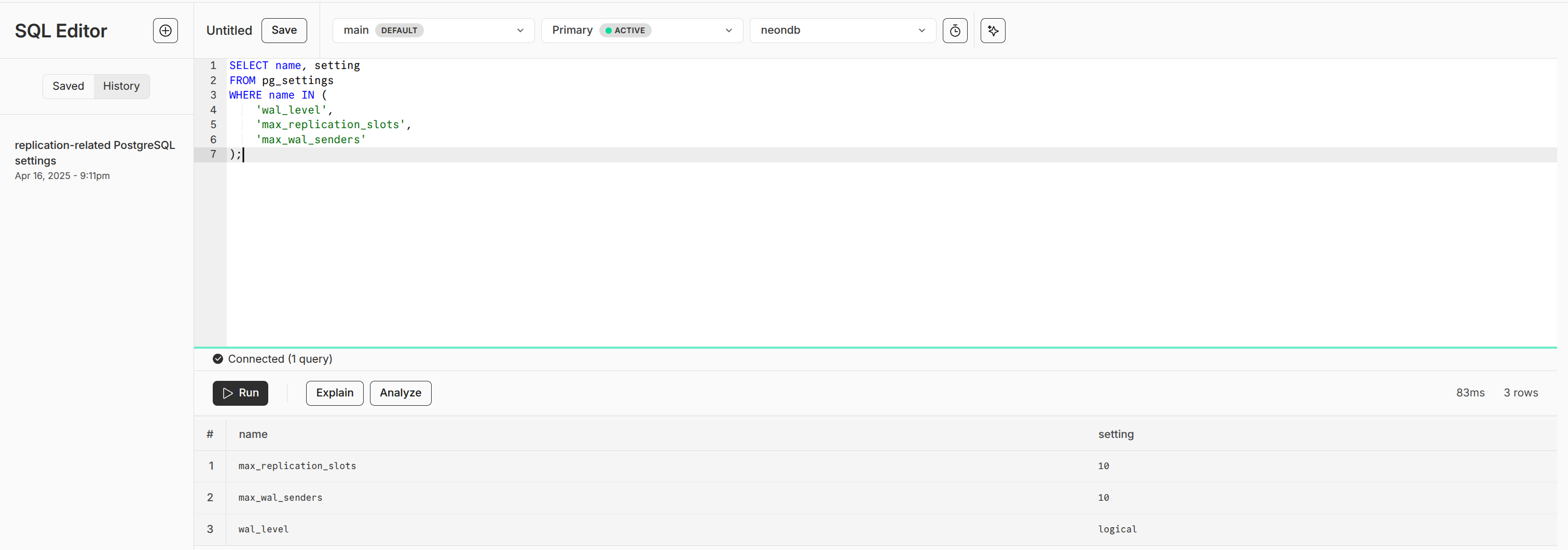Check Replication Settings
