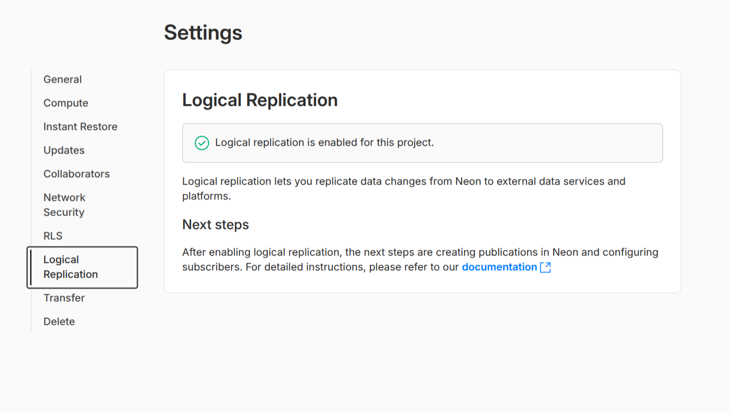 Enable Logical Replication in Neon