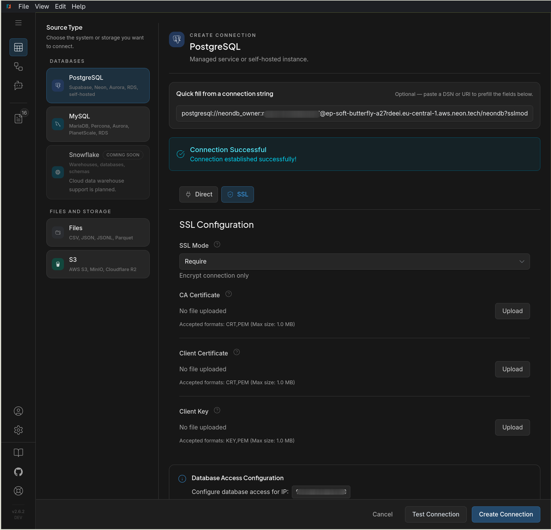 SSL Mode set to Require in the DBConvert Streams connection editor